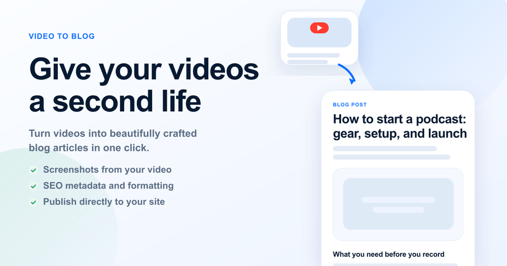 Screenshot of video to blog
