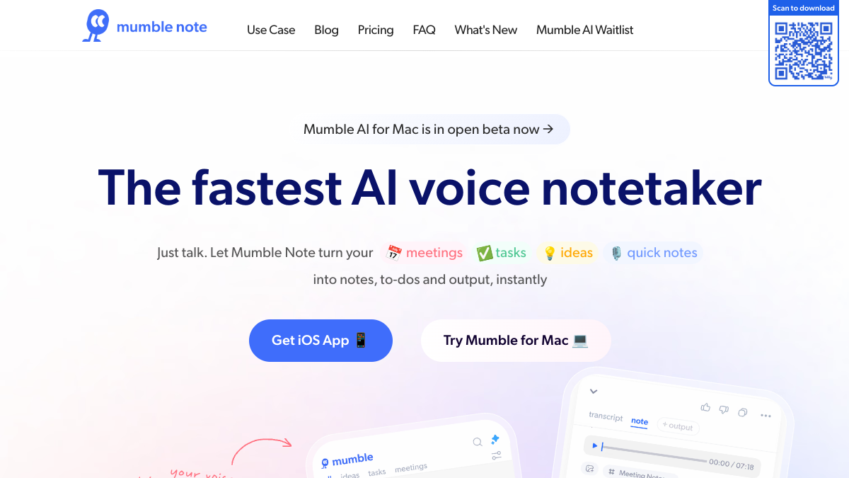 Screenshot of mumble note