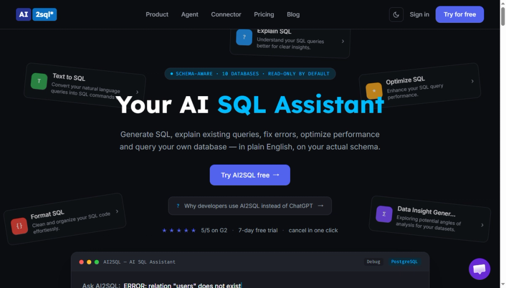 Screenshot of ai2sql