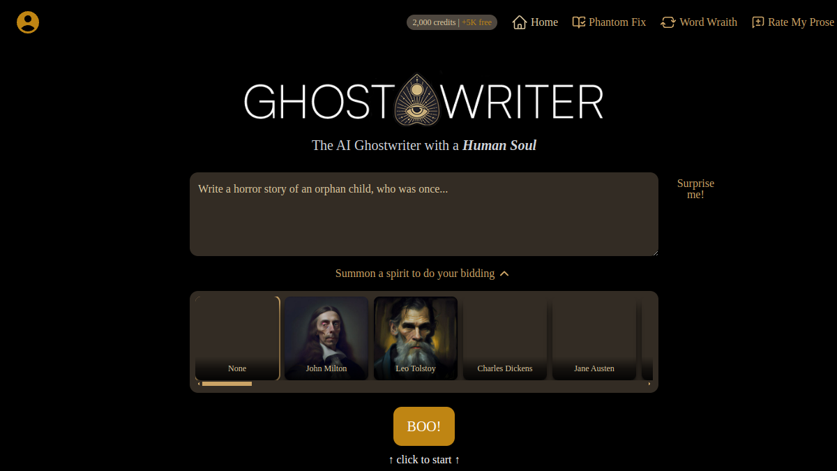 Screenshot of ai ghostwriter