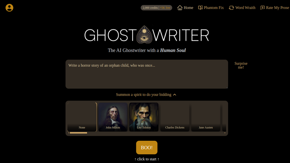 Screenshot of ai ghostwriter