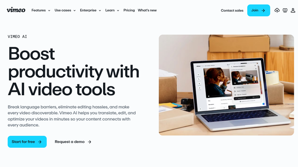 Screenshot of vimeo ai