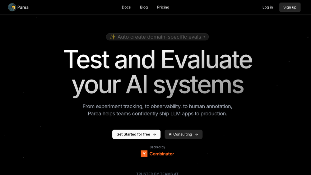 Screenshot of parea ai