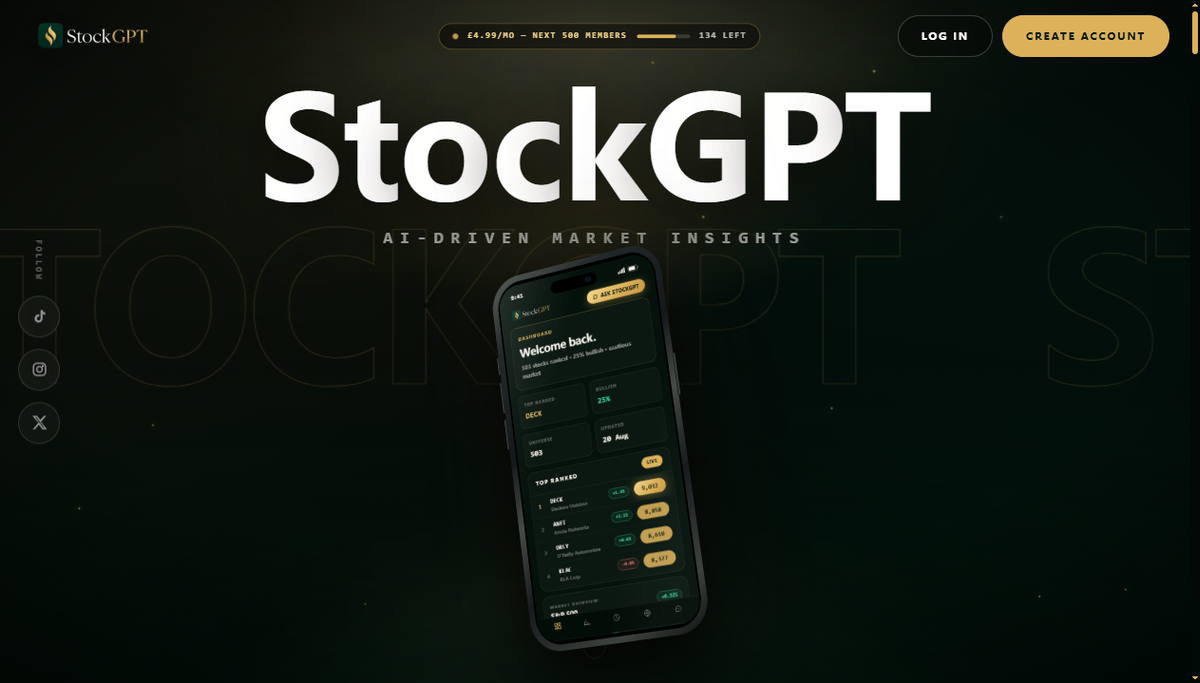 Screenshot of stockgpt