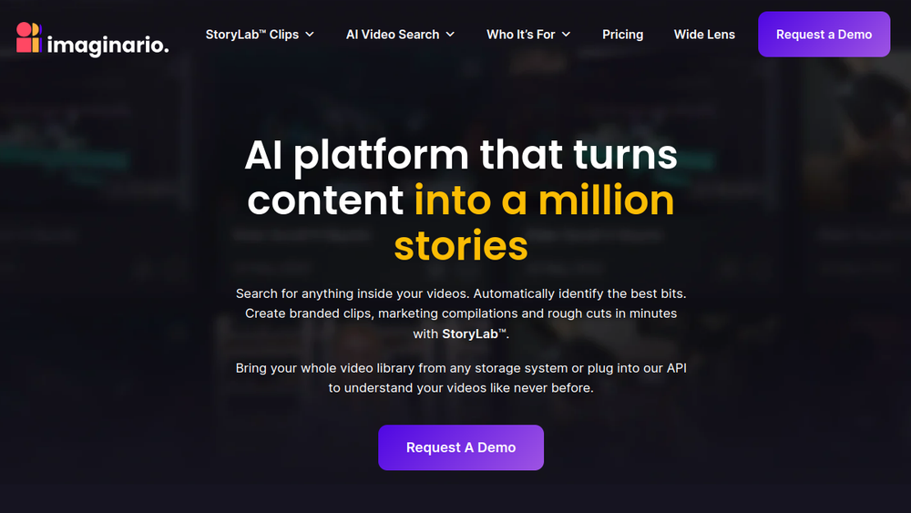 Screenshot of imaginario ai