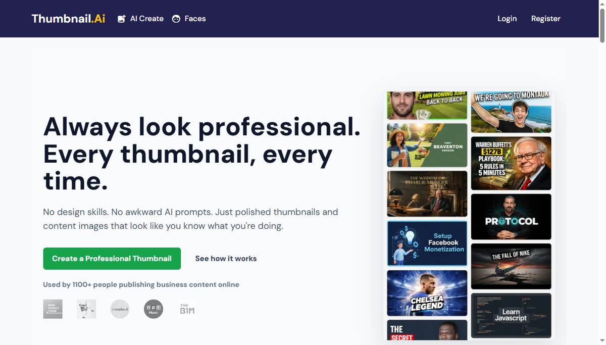 Screenshot of thumbnailai