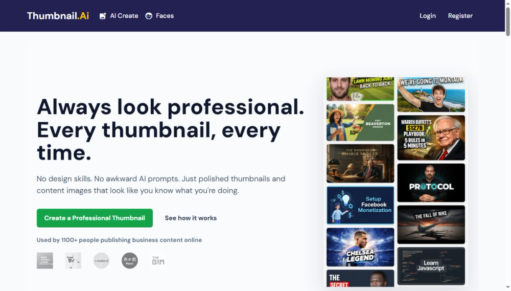 Screenshot of thumbnailai