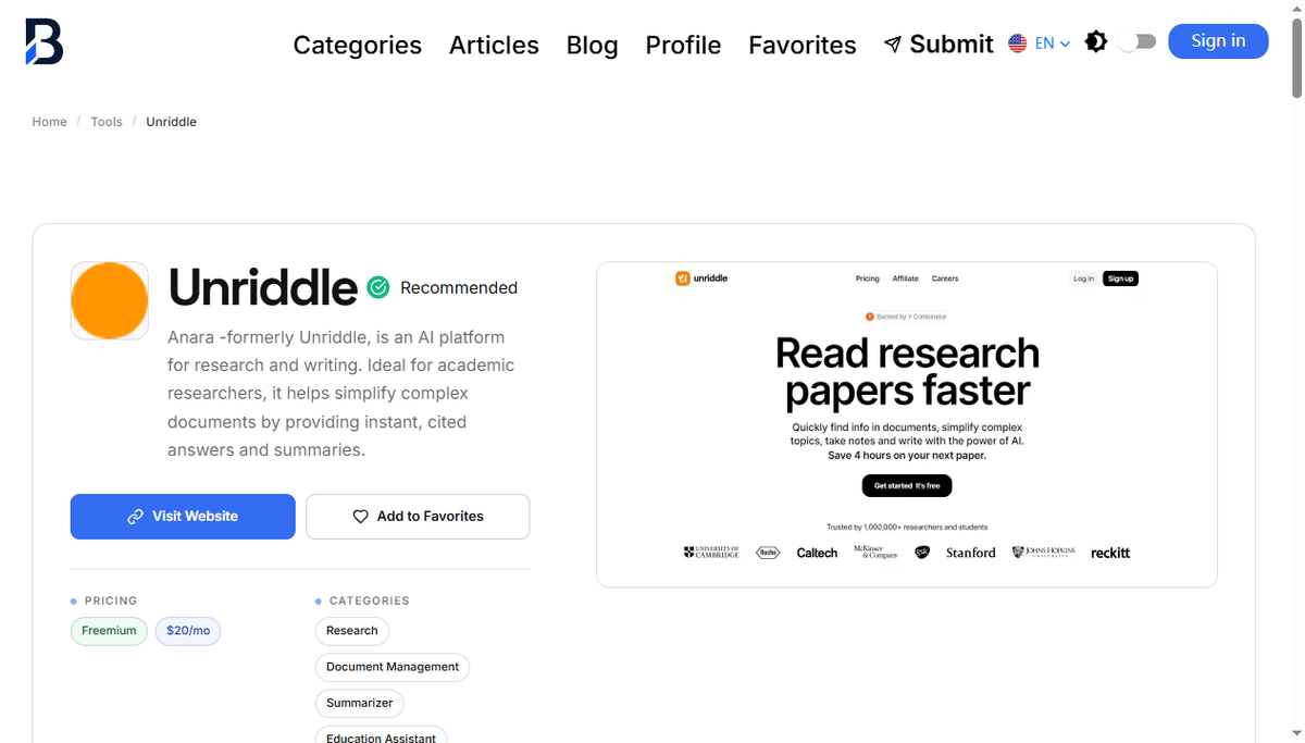 Screenshot of unriddle
