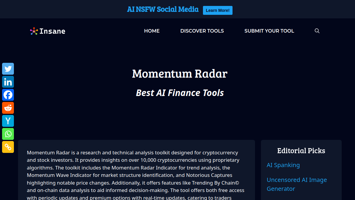 Screenshot of momentum radar