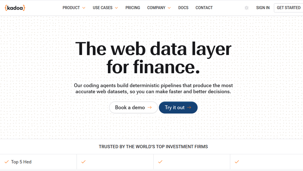 Screenshot of kadoa