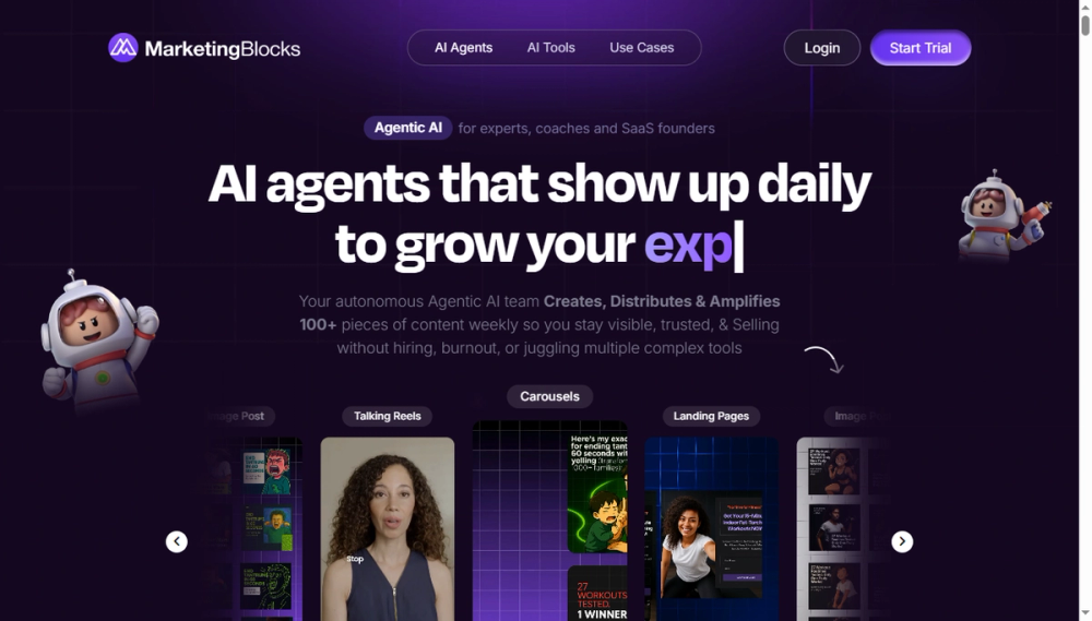 Screenshot of marketingblocks ai