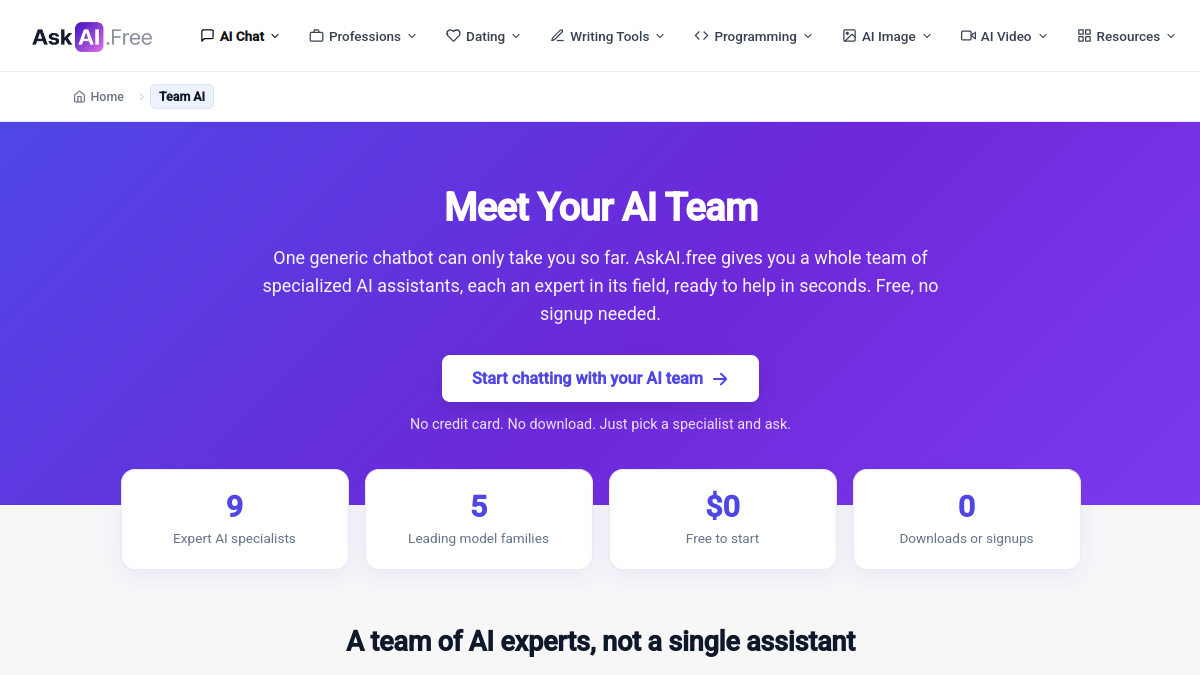 Screenshot of teamsmart ai