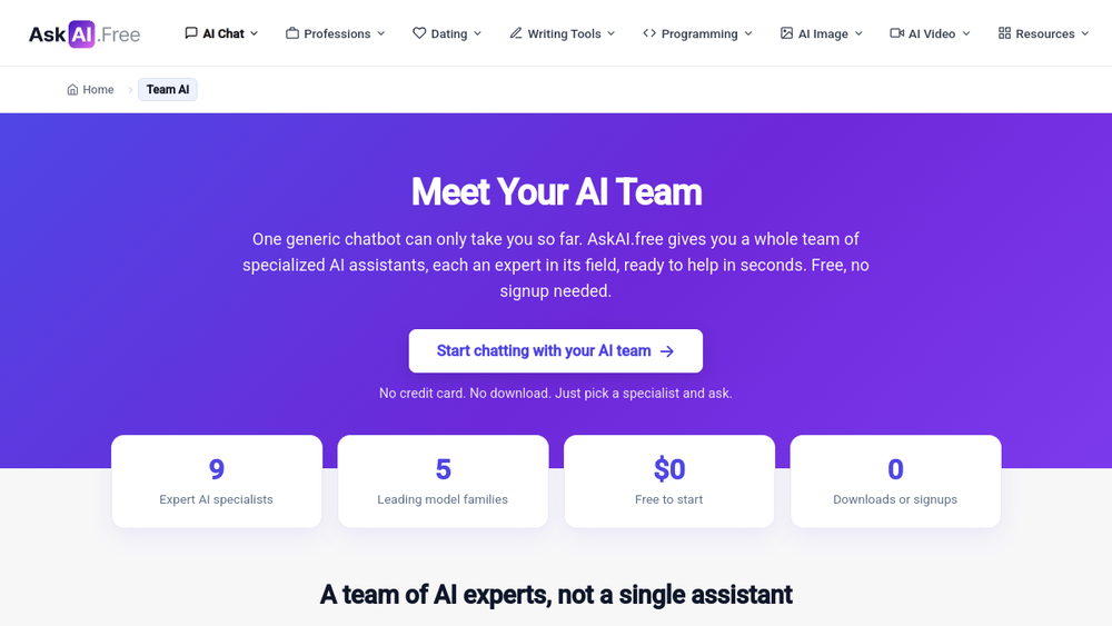 Screenshot of teamsmart ai