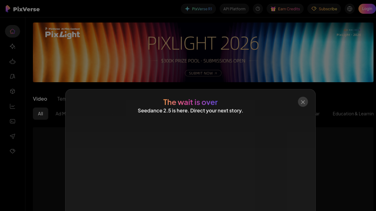 Screenshot of pixverse