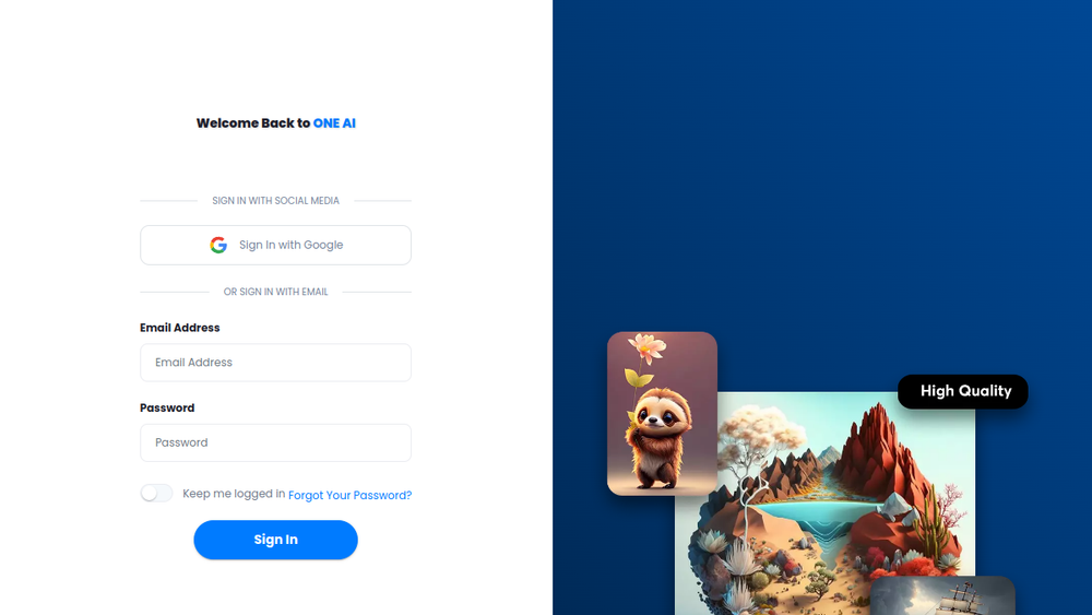 Screenshot of one ai