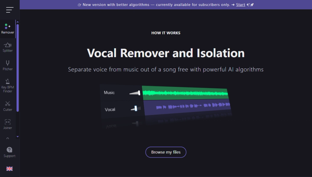 Screenshot of vocal remover