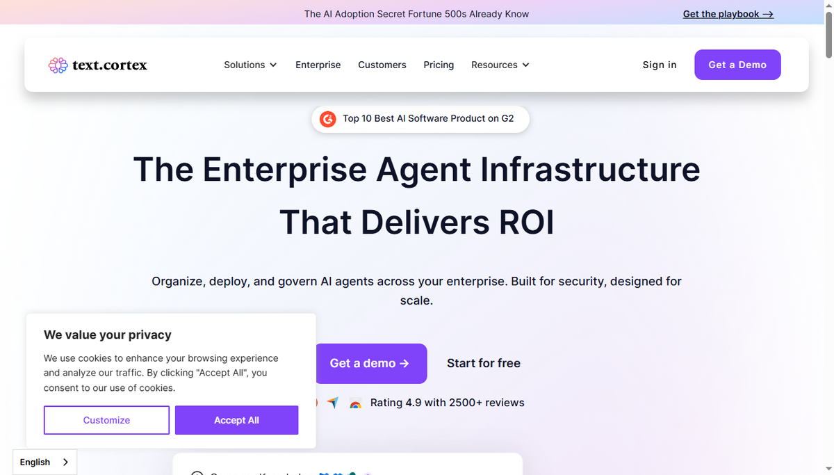 Screenshot of textcortex ai