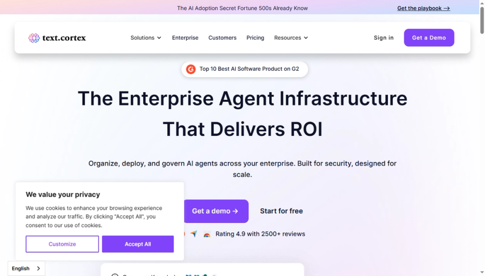 Screenshot of textcortex ai