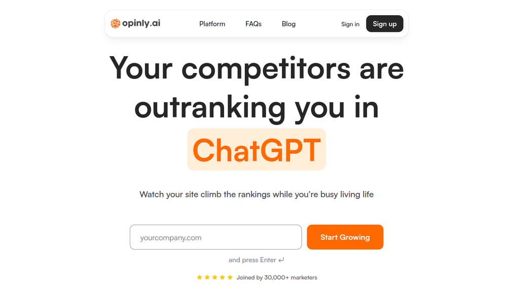 Screenshot of opinly ai