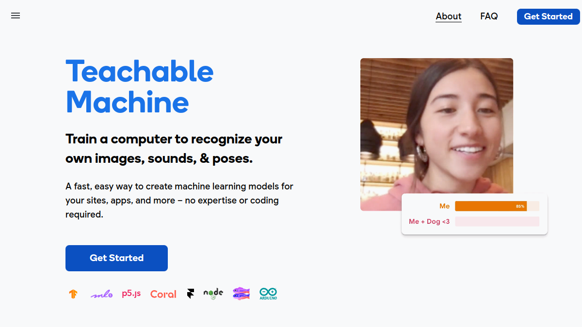 Screenshot of teachable machine