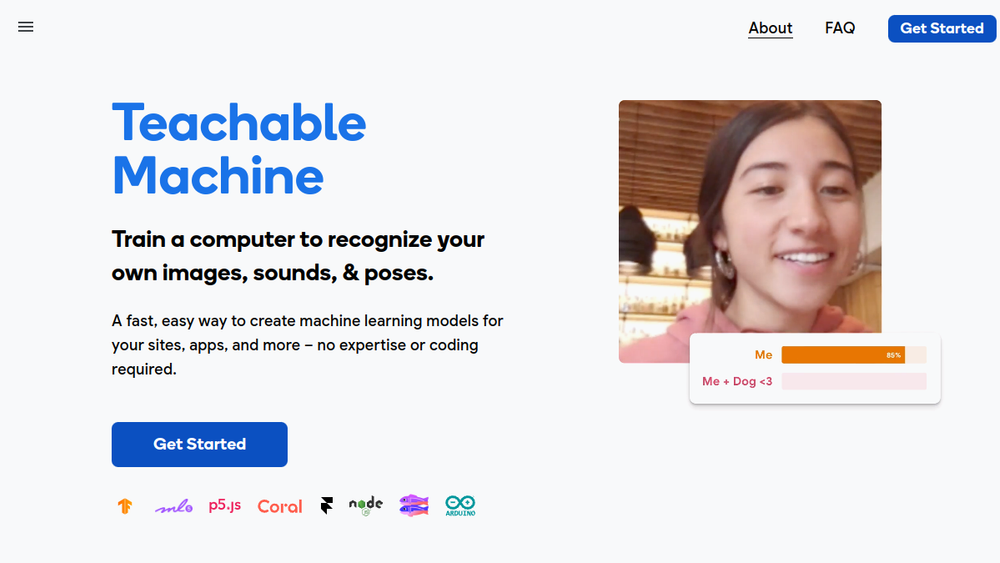 Screenshot of teachable machine