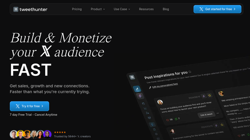 Screenshot of tweet hunter