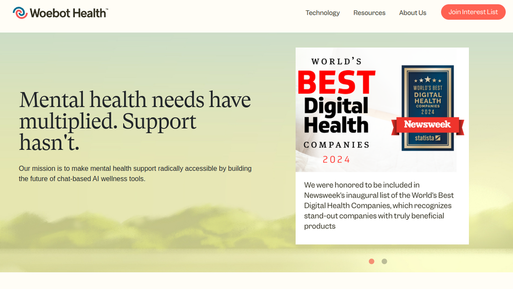 Screenshot of woebot health