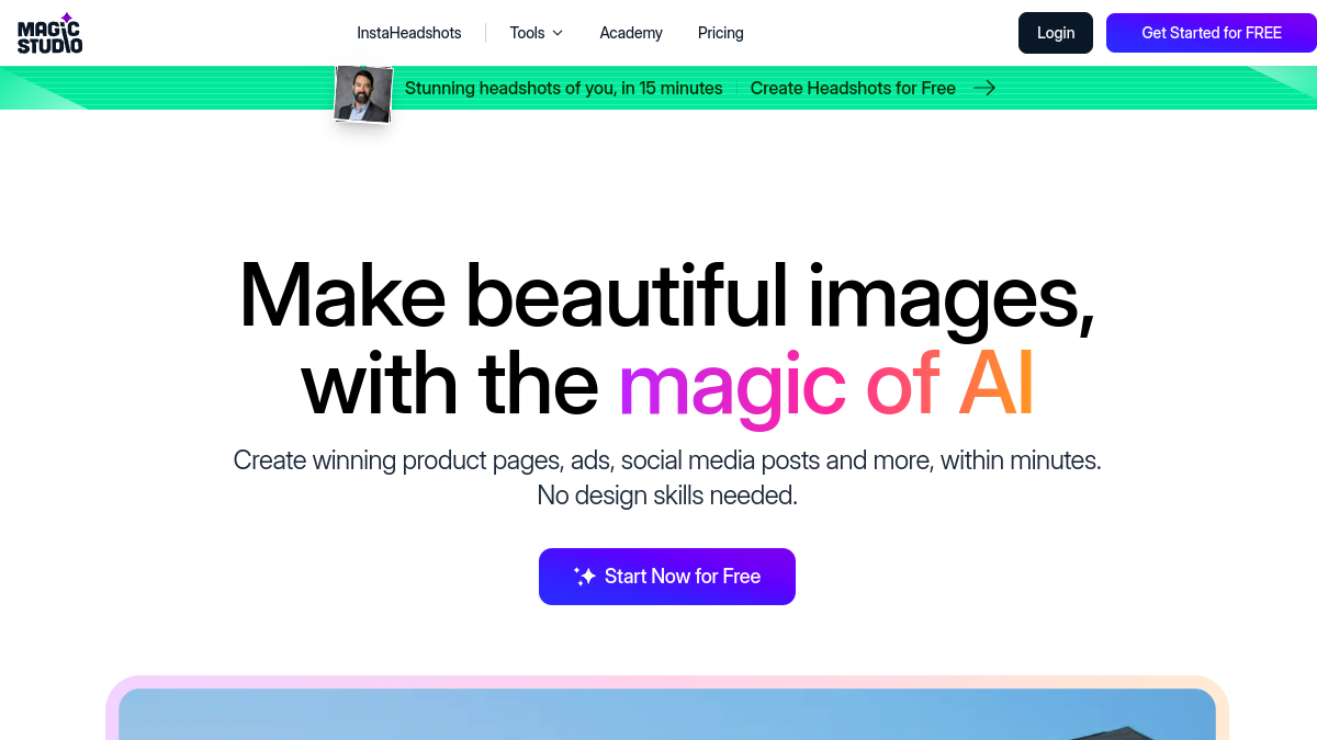 Screenshot of magic studio