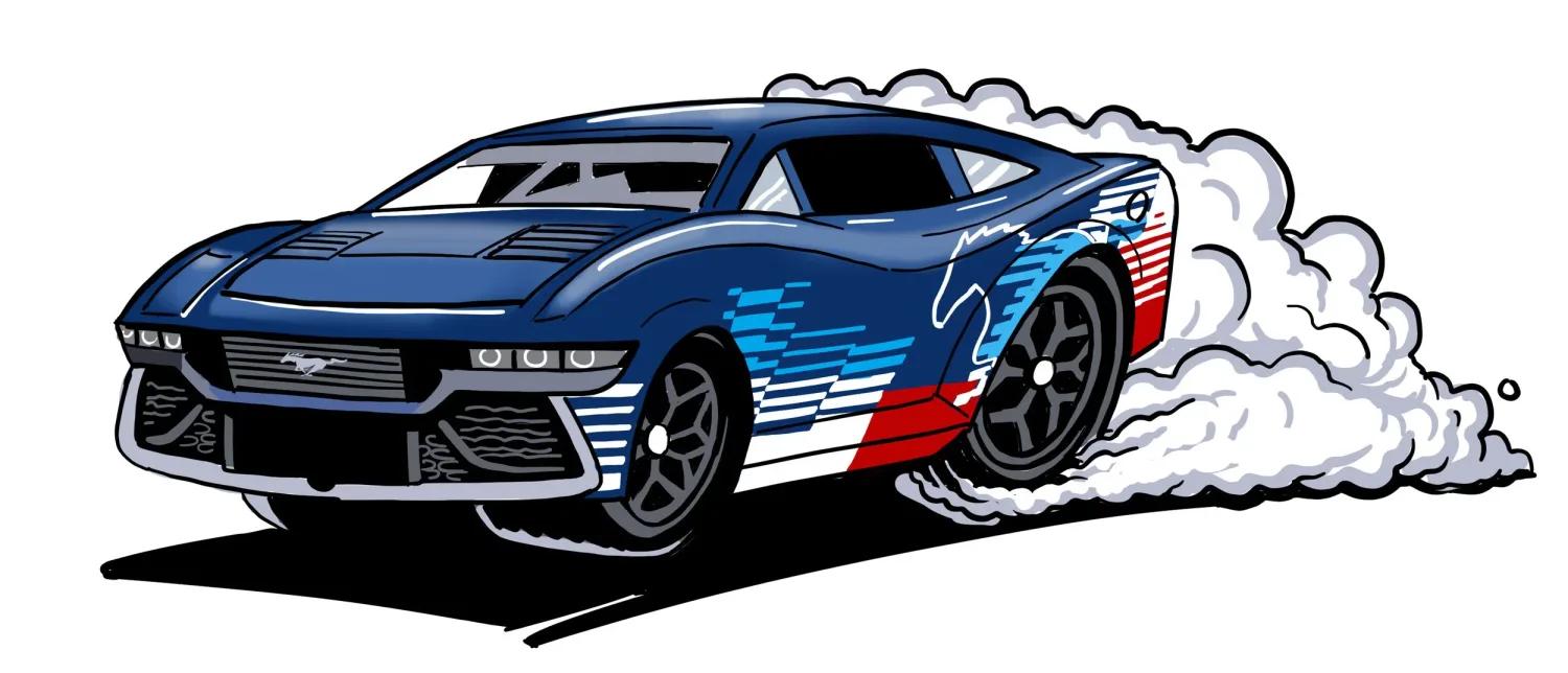 NASCAR Ford Performance Mustang Caricature 