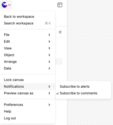 Canvas menu