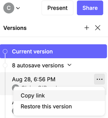 Click the 3 dots next to the version you want to share and select copy link