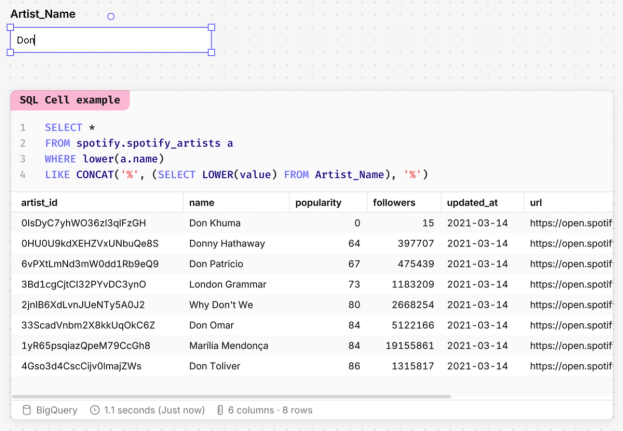 Filter a sql query