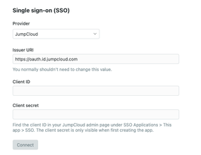 The SSO settings for JumpCloud