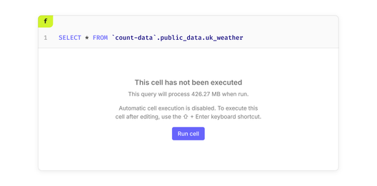 Cells show this message when a query that would have otherwise run is skipped.