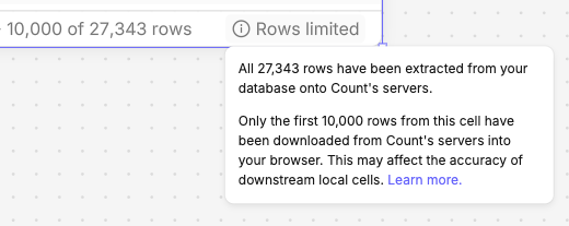 When partial results are returned, this information is displayed.