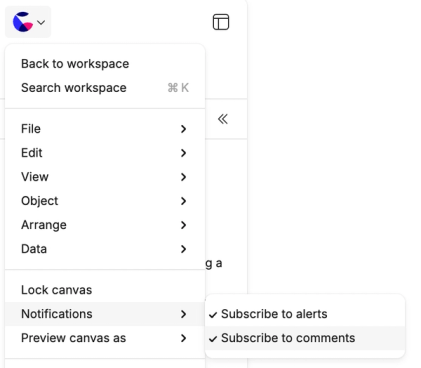 Opt out of alerts from the canvas menu