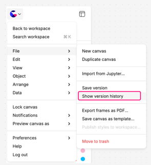 Open version history menu