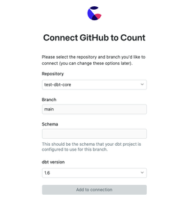The GitHub connection settings