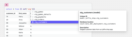 Start typing a ref() call, and available models will appear in autocompletions