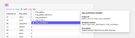 Start typing a ref() call, and available models will appear in autocompletions