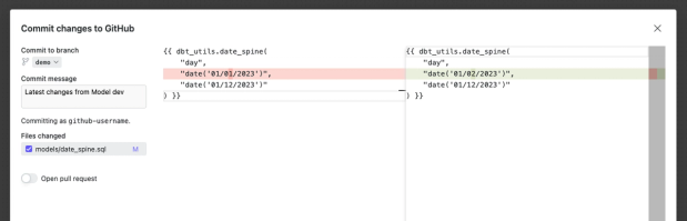 The GitHub commit viewer