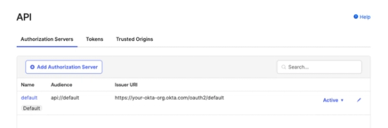 Find your authorization servers under Security > API