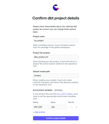 You'll be prompted to configure your dbt connection after connecting to GitHub successfully.