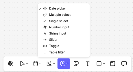 Selecting a control cell from the tool bar