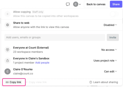 Copy a link to a report view