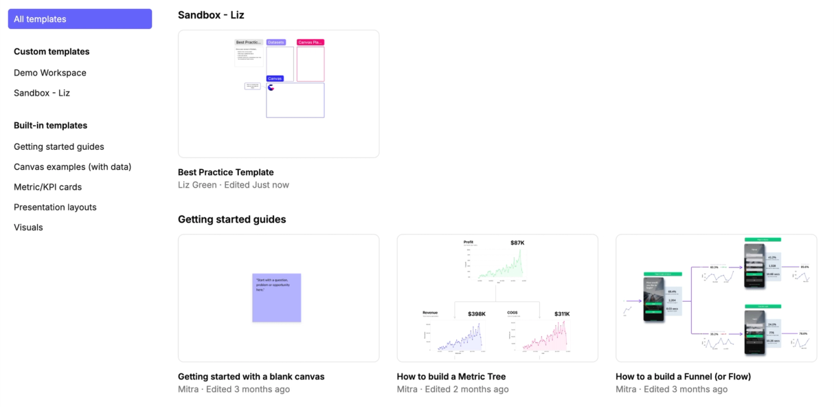 Template cards