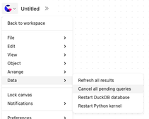 Cancel all running queries in a canvas.