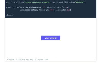 The View output button appears if the object returned by a Python cell has an HTML representation.