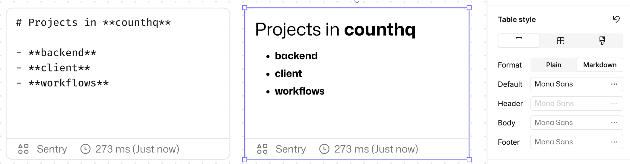 Text styling options only affects the raw output of MCP cells if the Markdown format option is selected.