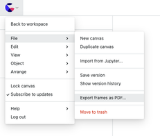 Export all frames from the canvas file menu
